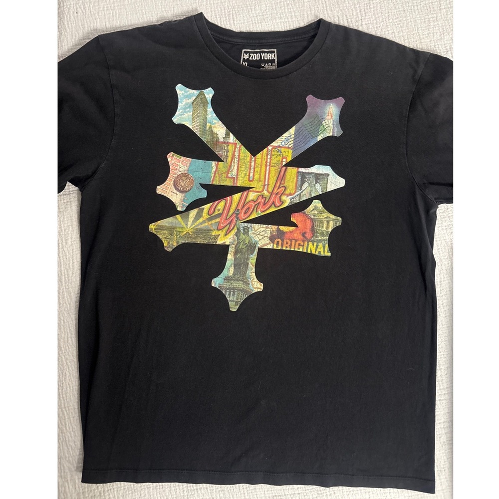 Zoo York T Shirt Mens XL Black Lady Liberty Y2K Graphic Skate Original Tee